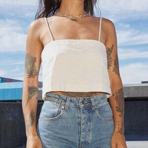 Decade Studio Dana Camisole Linen Cotton Cropped Top Ivory  Size 2-4